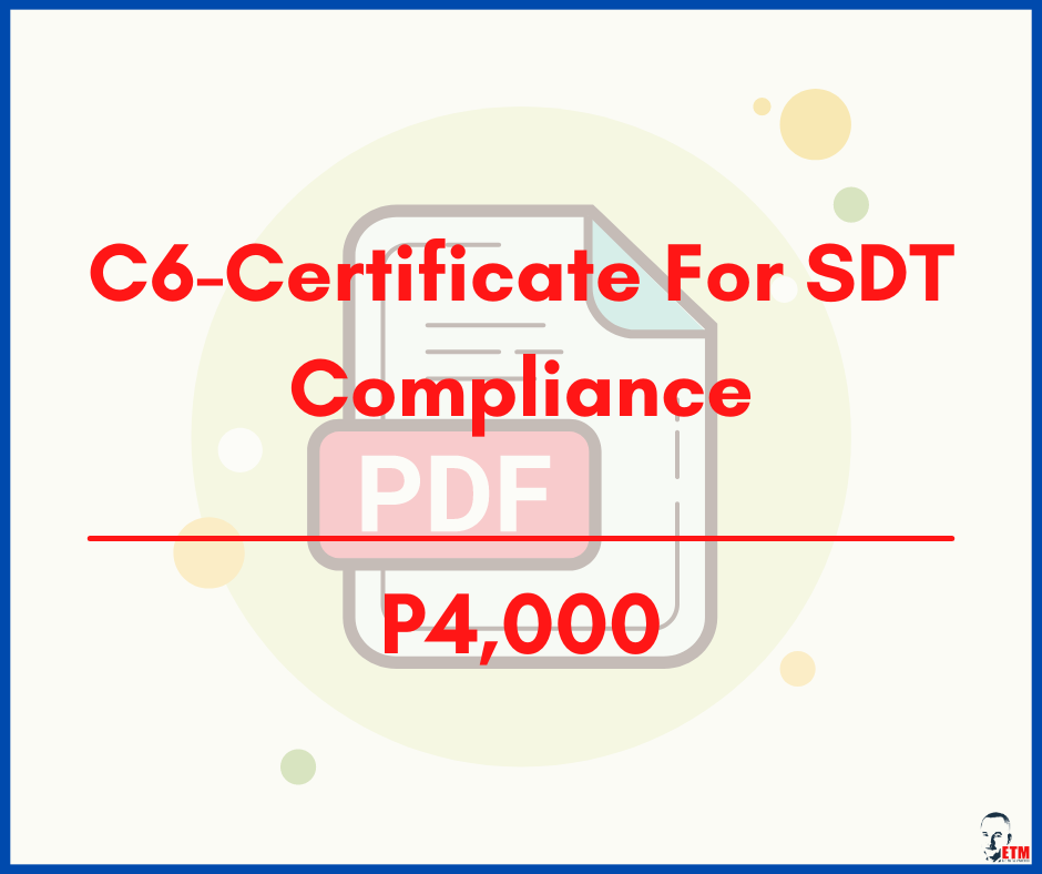 C6-Certificate For SDT Compliance