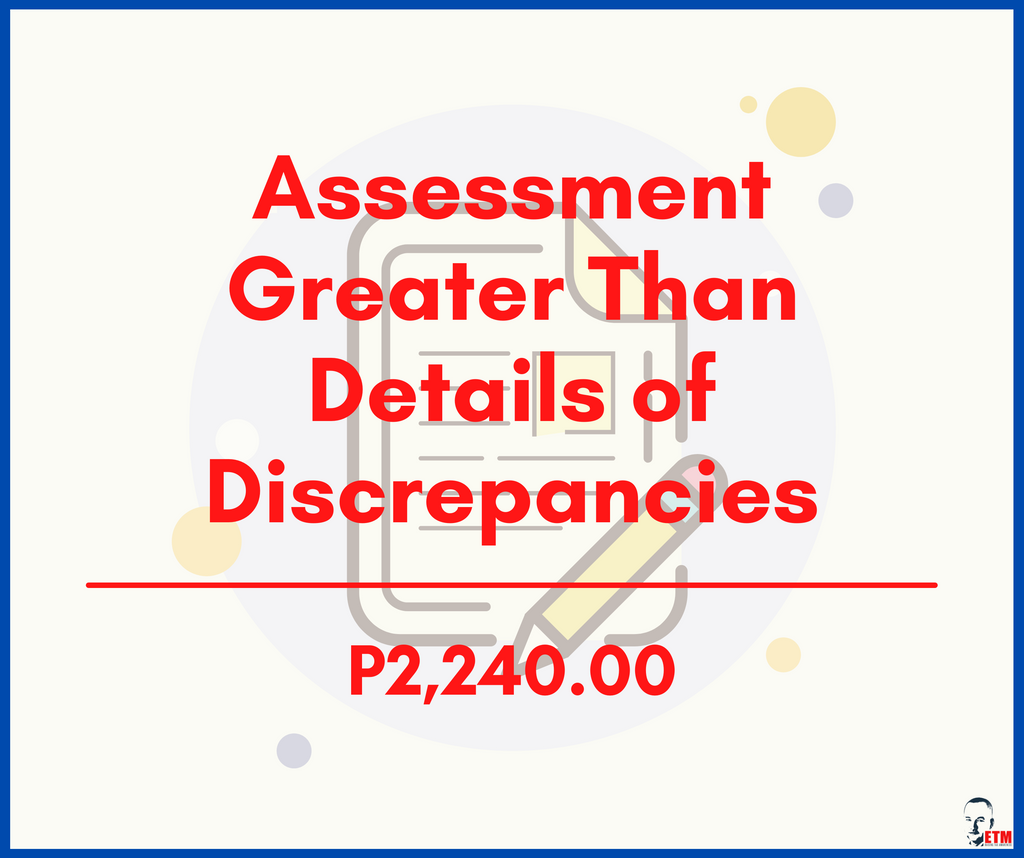 Assessment Greater Than Details of Discrepancies