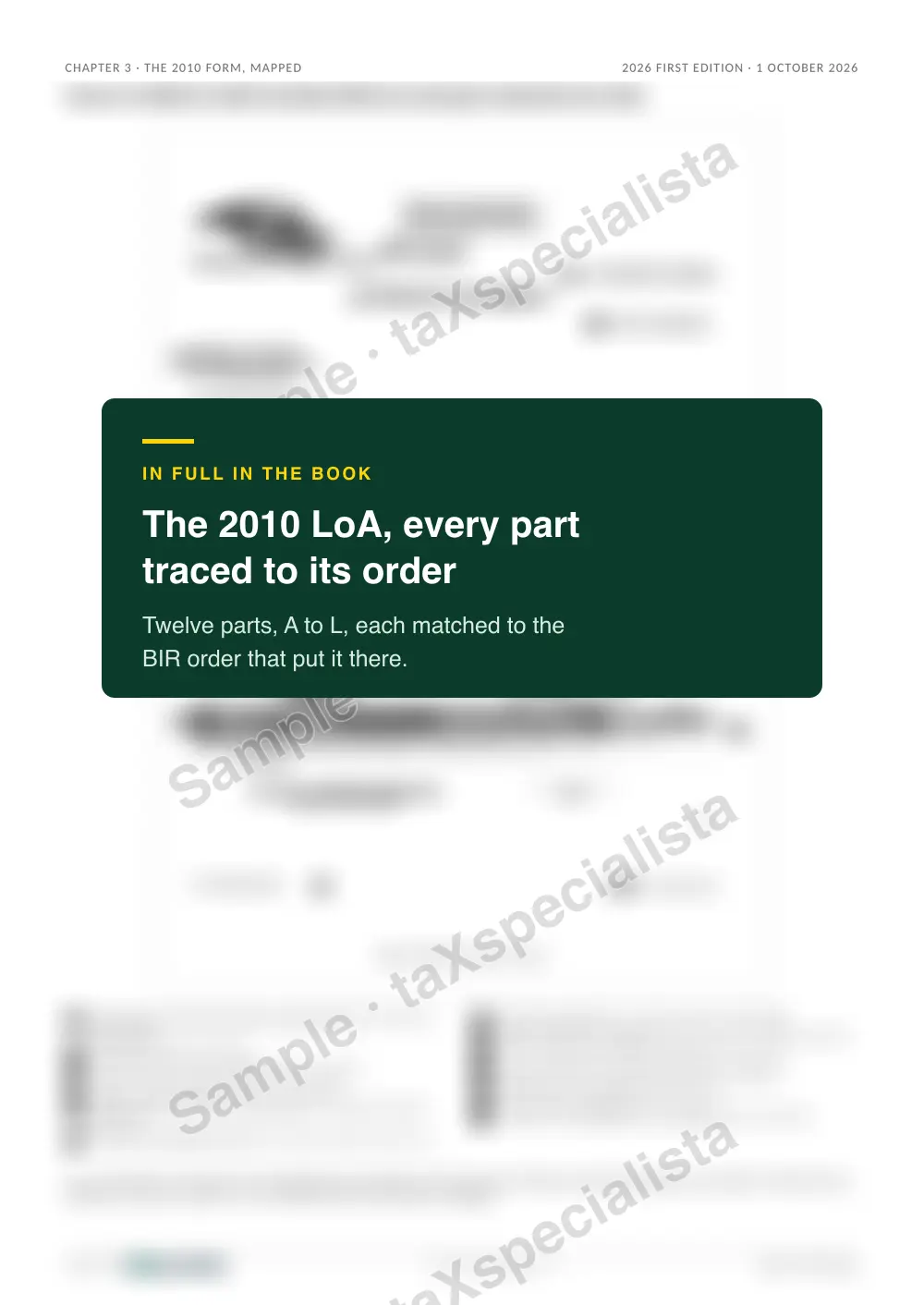 Chapter 3 · the 2010 LoA form, each part matched to its order