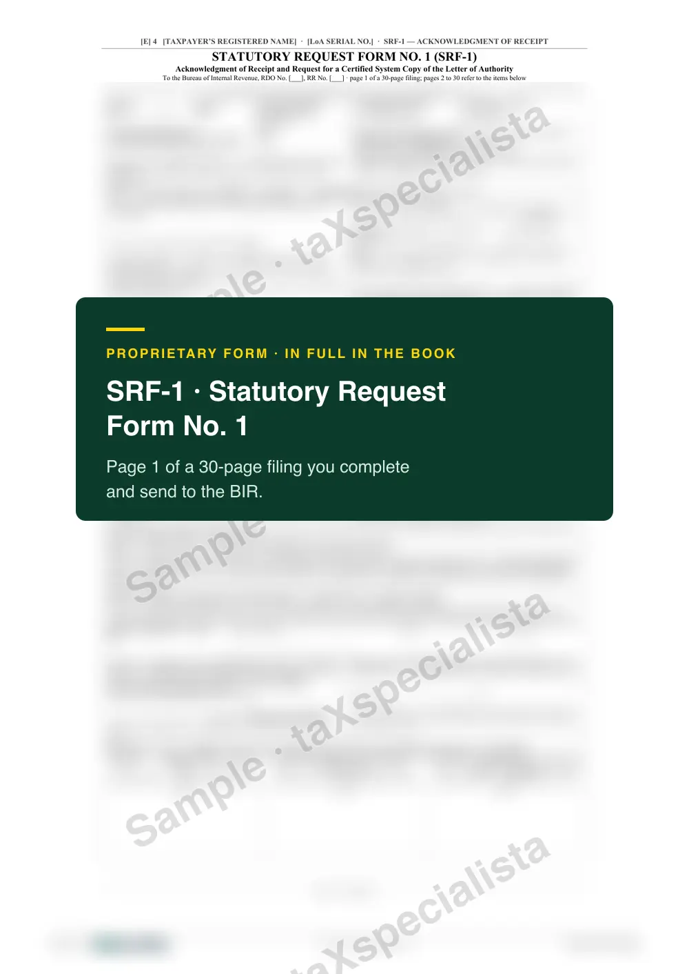 SRF-1 · page 1 of the filing