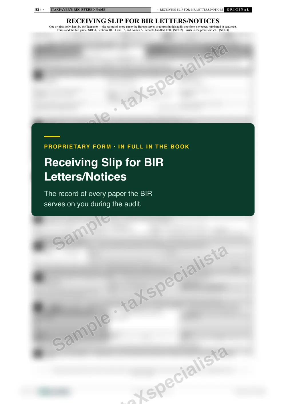 The Receiving Slip for BIR Letters/Notices