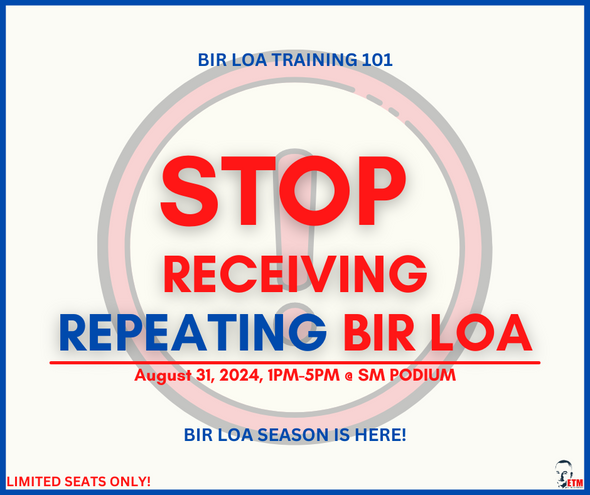 Stop Receiving Repeating BIR LOA August 31, 2024 (2nd Schedule)