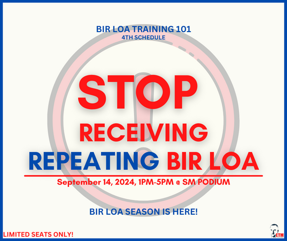 Stop Receiving Repeating BIR LOA September 14, 2024 (4th Schedule)