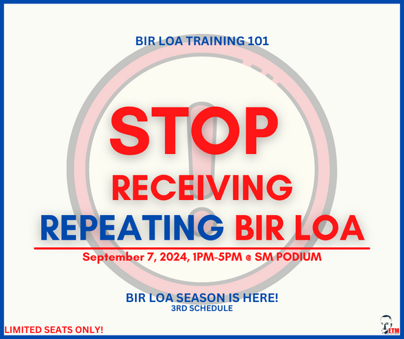 Stop Receiving Repeating BIR LOA September 7, 2024 (3rd Schedule)