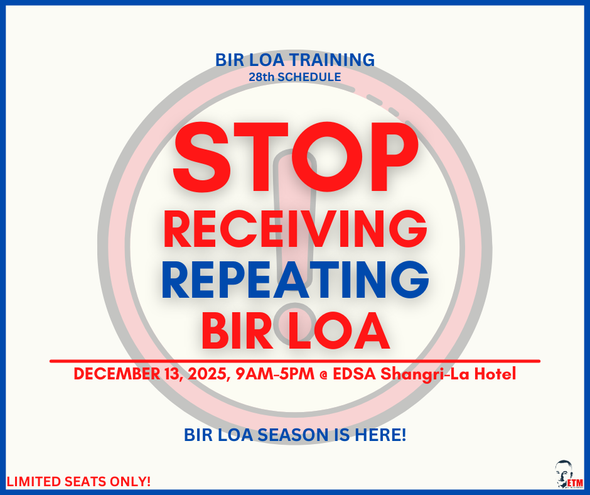 Stop Receiving Repeating BIR LOA December 13, 2025 (28th Schedule)