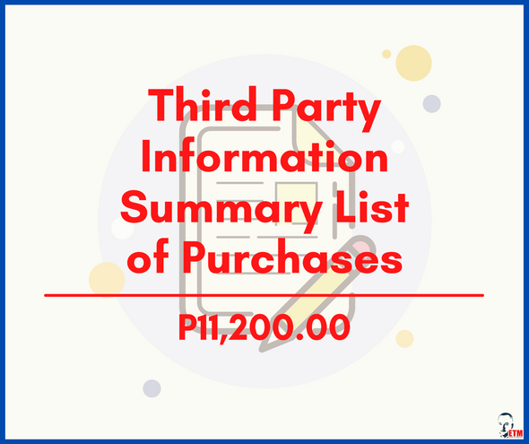 Third Party Information Summary List of Purchases